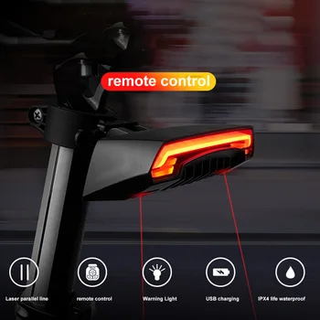 

Bike Tail Light with Turn Signals Wireless Remote Control Waterproof Bicycle Taillight USB Rechargeable Ultra Bright YA8