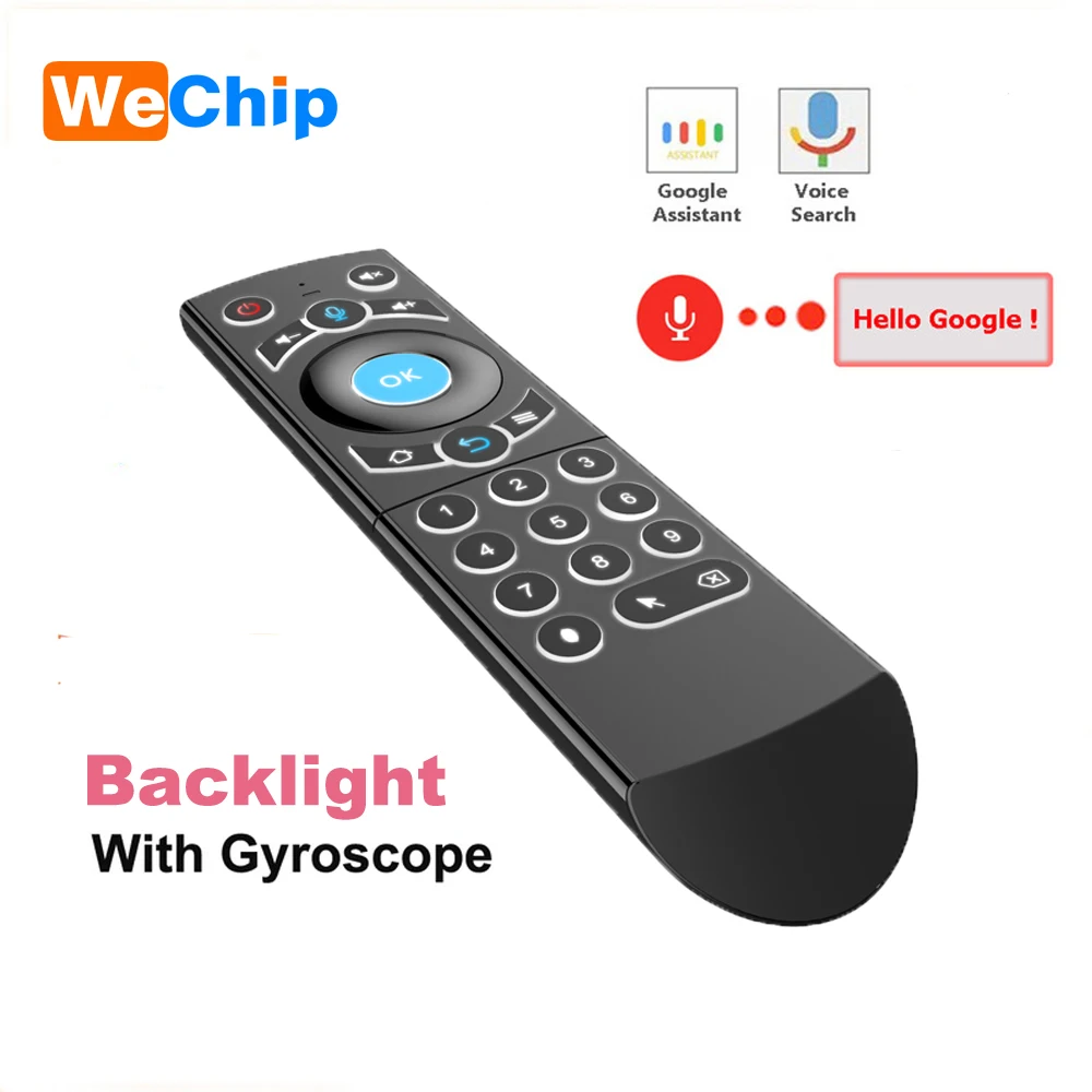 Wechip &quotВоздушная&quot мышь Подсветка гироскоп умный дистанционный пульт Google Voice search