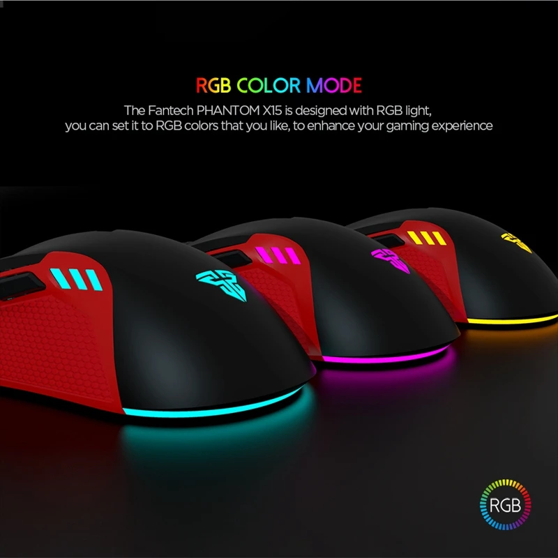 Fantech X15 игровой Мышь 7 Кнопка точек на дюйм 4800 Точек USB кабель RGB киберспорта для