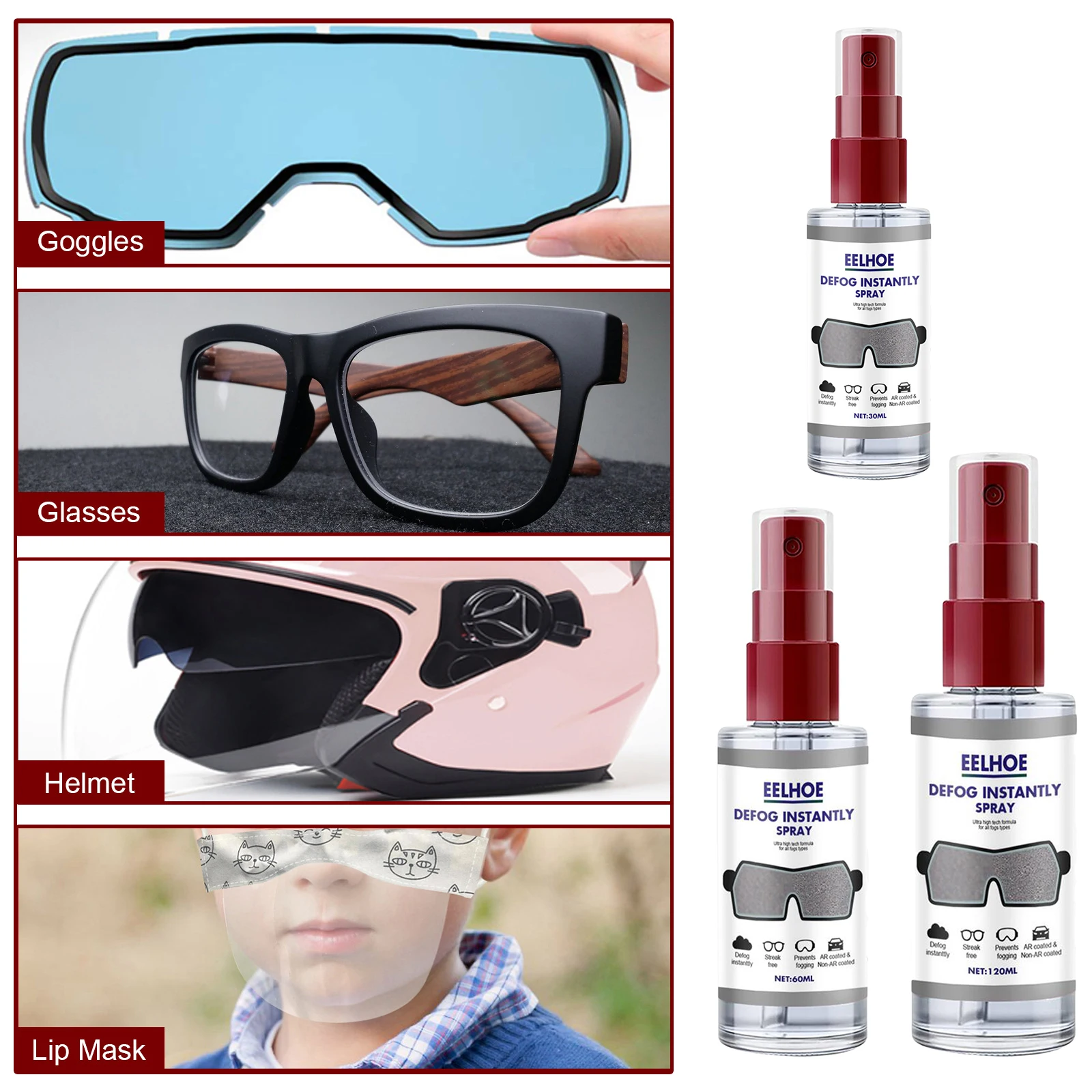 Defogs Instantly Anti Fog Spray Bottle Lens Defogger for Glasses