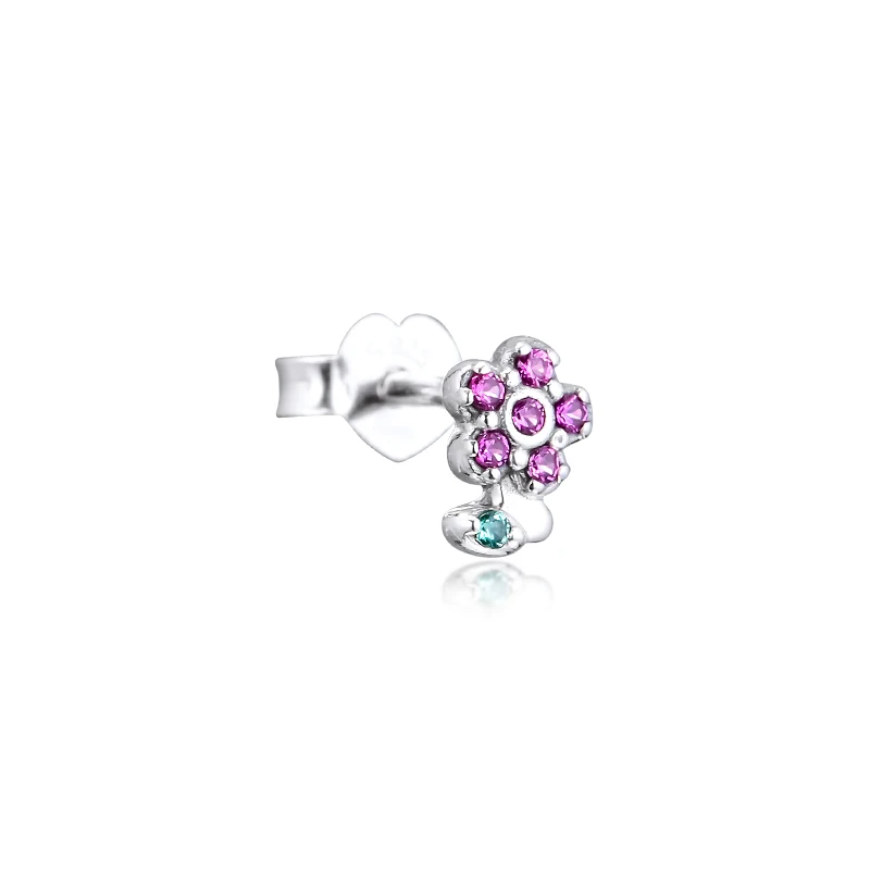 

QANDOCCI Signature ME My Pretty Flower Single Stud Earrings 100% 925 Sterling-Silver-Jewelry Free Shipping