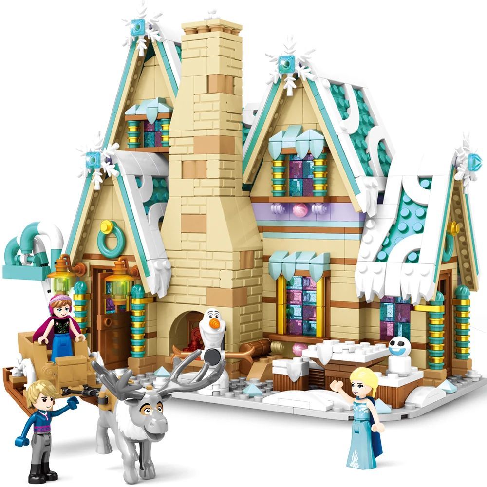 

1087PCS Elsa Princess ICE Castle Building Blocks Compatible Legoinglys Friends Gingerbread House Girl Figures Toys For children