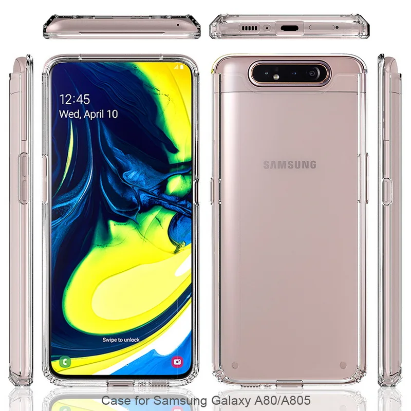 Для samsung A80 чехол 6,7 ''Кристальный Гибридный Бампер прозрачная твердая акриловая задняя крышка для samsung Galaxy A80 A805 A 80 чехол для телефона s