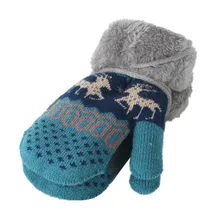 Рождественские детские перчатки для маленьких мальчиков и девочек; теплые рождественские ветрозащитные перчатки с рисунком оленя; вязаные перчатки с защитой от ветра