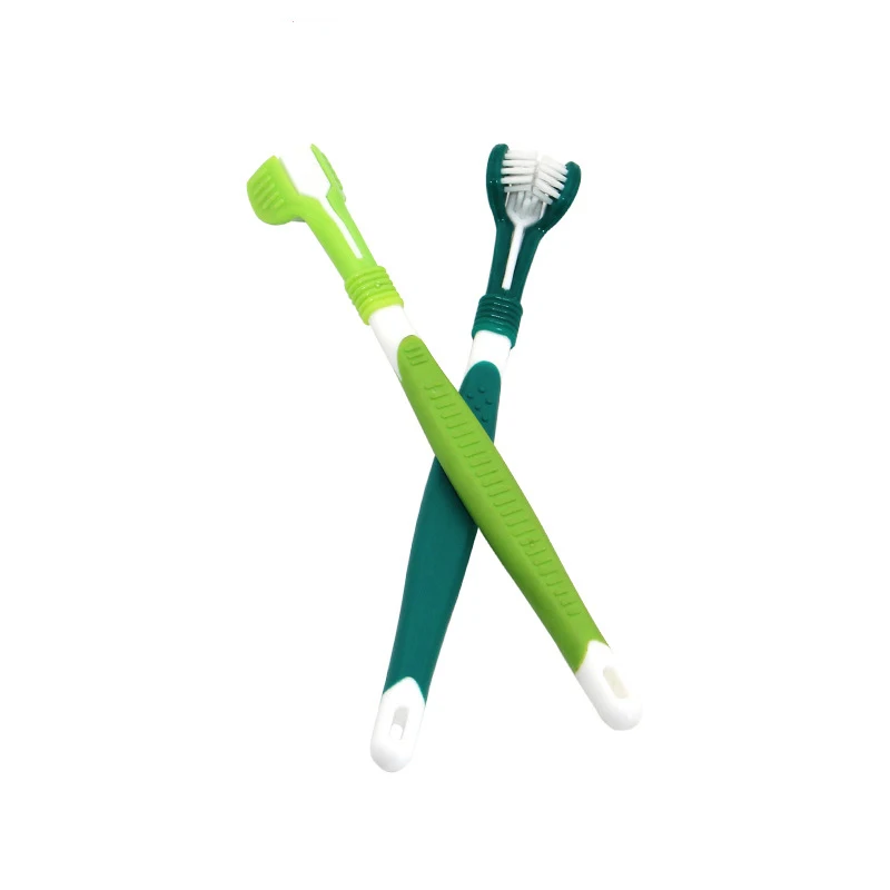 Pet Toothbrush Three-Head Toothbrush Multi-angle Cleaning Addition Bad Breath Tartar Teeth Care Dog Cat Cleaning Mouth