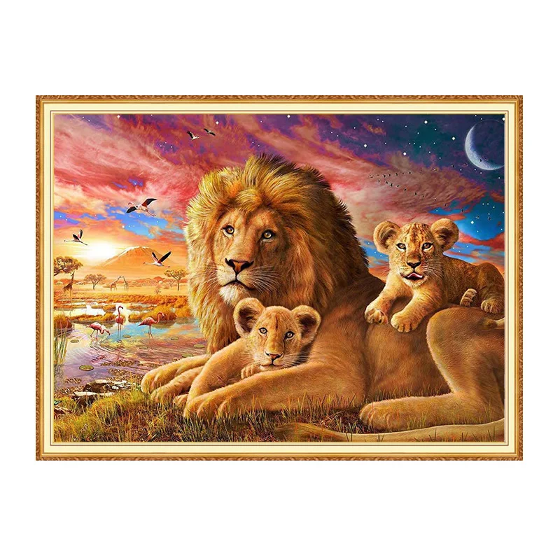 Meian Lion полный квадратный алмаз 5D DIY алмазное искусство 3D Алмазная живопись набор