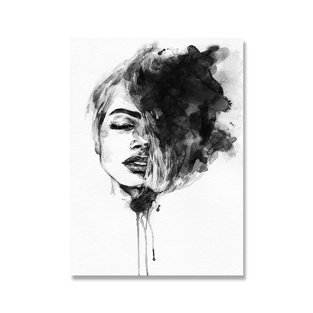 Fashion-Wall-Art-Black-White-Watercolor-Woman-Print-Sexy-Female-Poster-Canvas-Art-Beauty-Wall-Picture (9)