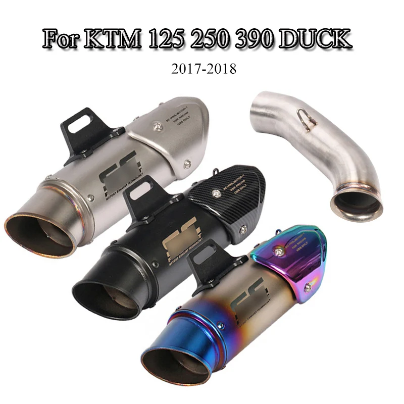 

Motorcycle Exhaust Mid Link Pipe Connect Muffler End Tube For KTM Duck 125 250 390 Slip On 2017 2018 Moto Exhaust Modified