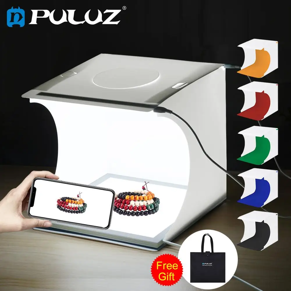 

PULUZ Mini 22.5 LED Photography Shadowless Bottom Light Lamp Panel Pad +2LED Panels 20CM lightbox Photo Studio Shooting Tent Box