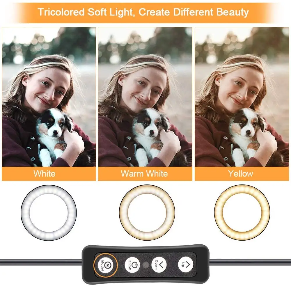 Фотография СВЕТОДИОДНЫЙ селфи кольцо свет 6 дюймов затемнения светодиодная вспышка для селфи с штатив держатель для телефона для YouTube освещение