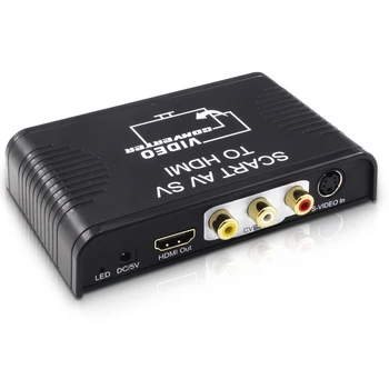 

New AV Scart HDMI converter 3-in-1 S-video+Composite AV RCA+Scart to HDMI converter for STB DVD player HDTV