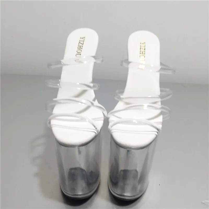 8 inch see-through heel slippers, sexy star model 20 cm high heel platform sandals, nightclub party slippers