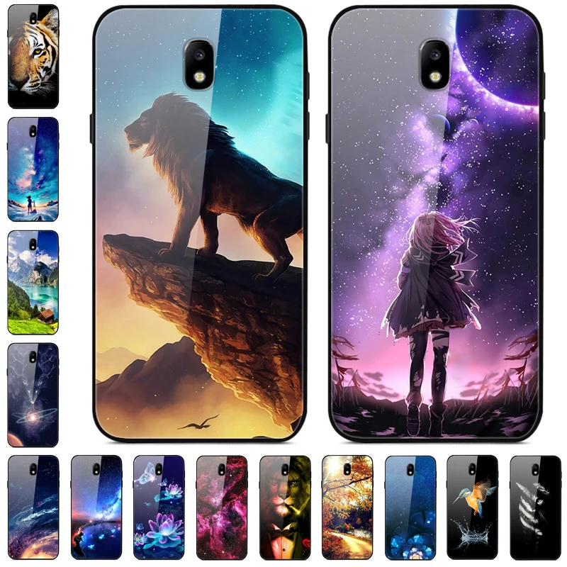 

For Samsung J7 2017 Case Glass Hard Back Cover For Samsung Galaxy J7 2017 Case Tempered Soft Bumper for Samsung J7 Pro J 7 J730