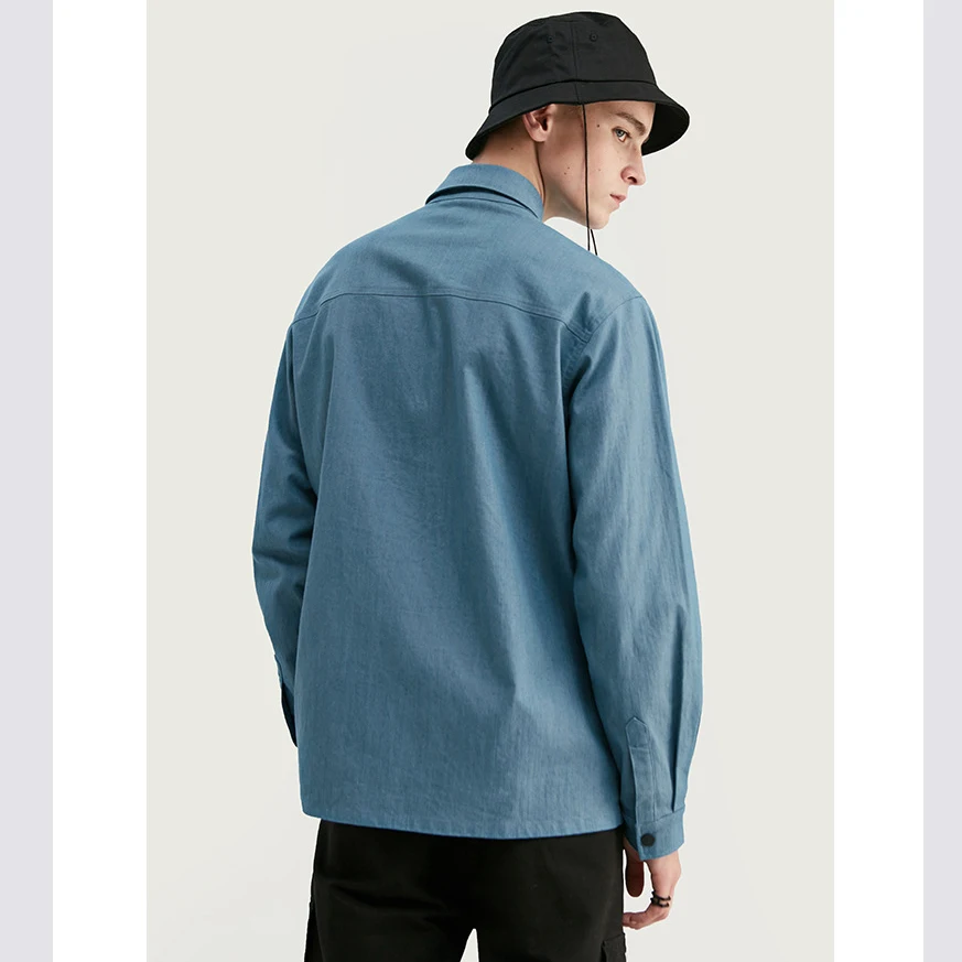 Мужская рубашка chemise homme осень весна последняя быстрая мода повседневная свободная Мужская рубашка с длинным рукавом карго стиль