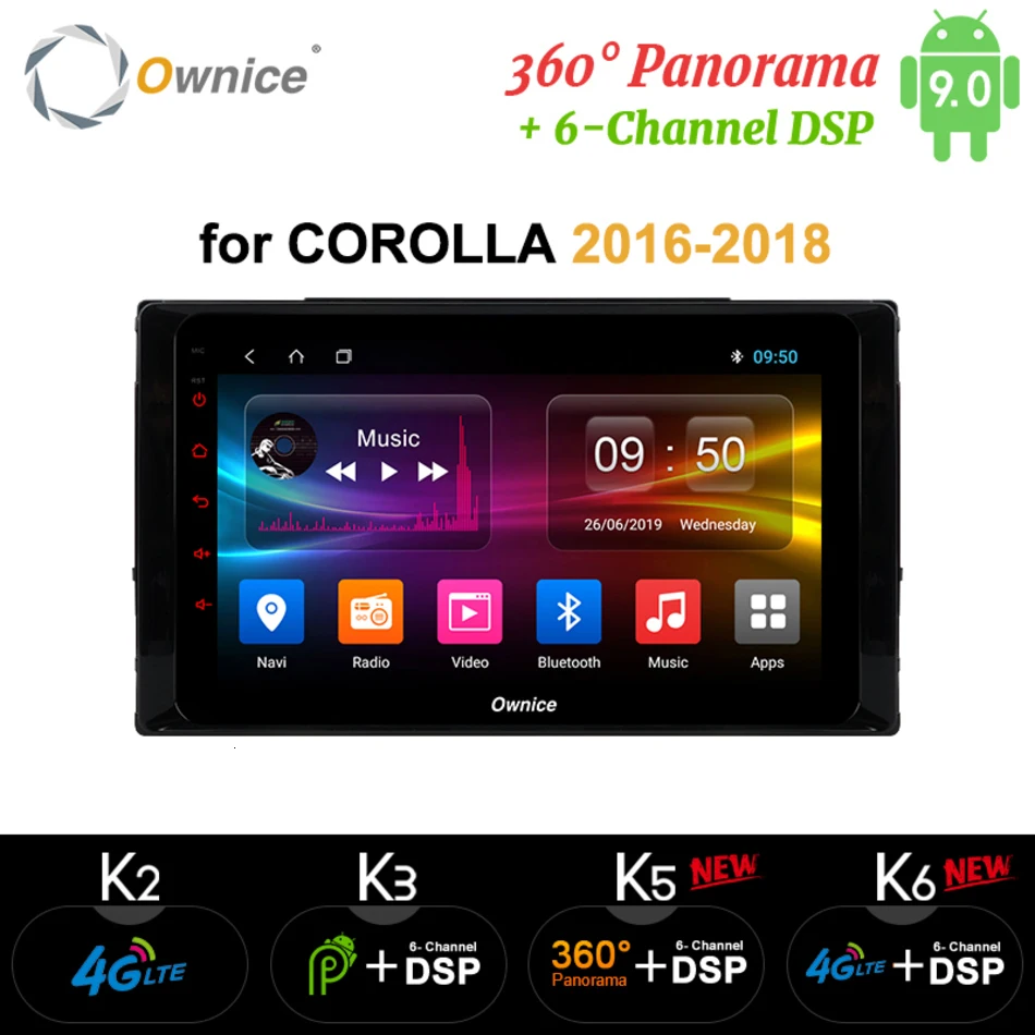 cheap Ownice K1 K2 K3 K4 K5 K6 android 9.0 car dvd gps navi 4G for Toyota COROLLA 2016 2017 2018 car radio video player Multimedia dsp