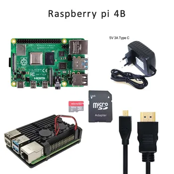 

Raspberry Pi 4 Model B 1G/2G/4G Kit+5V 3A Power Adapter+Al case+HMDI Cable+Heat Sink+ 32G SD Card