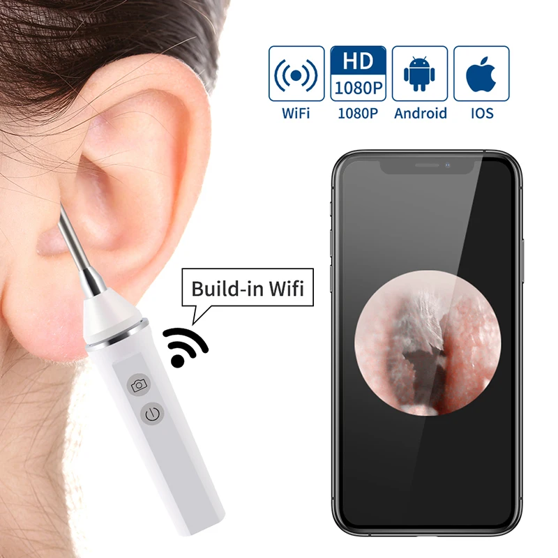 

1080P HD 3.9mm Digital Ear Otoscope 2.0MP WiFi Ear Camera Endoscope Earwax Removal Tools Borescope Ear Cleaning Tool