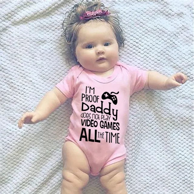 5 Colors Baby Bodysuit I'm Proof Daddy Does Not Play Video Games All the Time Cotton Romper Baby Clothes Newborn Jumpsuit 3