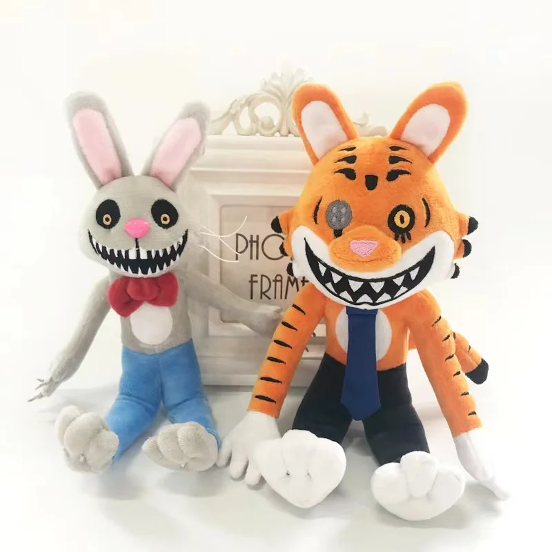 Katyma Brinquedo de pelúcia Mr Hopps Playhouse, jogo de terror com Mr  Stripes, brinquedo fofo de tigre de coelho para crianças 28 cm