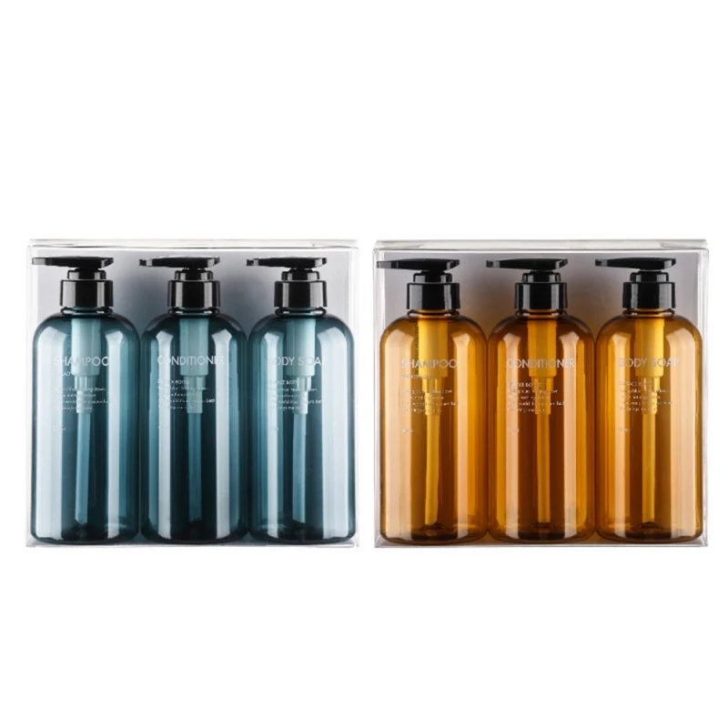 $9.41 3Pcs/set Soap Dispenser Bottle Bathroom Shampoo Bottle High-capacity Press Type Lotion Body Soap Empty Bottle Set 300/500ml