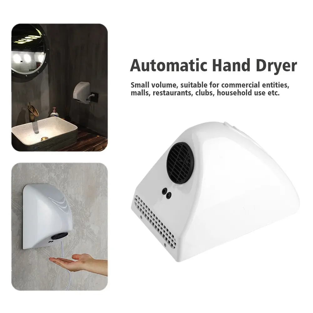 Secador de manos comercial automático 600W Secador de manos eléctrico Dispositivo de secado de manos para el hogar Baño Viento cálido Soplador de mano Cubierta de plástico Baugger