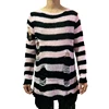 Punk Gothic Cool Male Striped Long Sweater Man Stretch Thin Pullover Broken Sweaters Hollow Out Slit Spring KnitTop Jumpers 2022 ► Photo 3/6