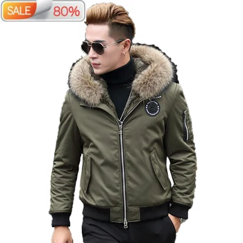 

Real Coat Parka Men Rabbit Liner Men's Winter Jacket Korean Raccoon Fur Collar Plus Size Parkas T-A9-2303 B21539