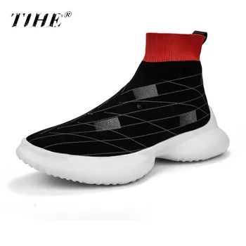 

Hig Top Socks Tennis Shoes for Men Breathable Knitting Fitness Sneakers Comfort Athletic Trainers Zapatillas Hombre Deportiva