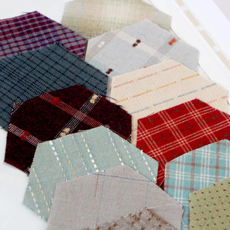 3.8cm hexagon Grandmother garden 50 pcs/lot Yarn-dyed fabric DIY Handmade patchwork quilts cotton countryside Stripe