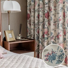 

Red Flower Pattern Blackout Curtains for Living Room High Shading Window Treatment Blinds Drapes