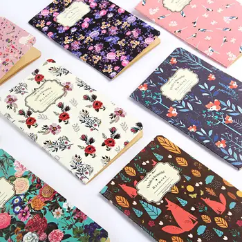 

1PC New Cute Flower Diary Sketchbook Vintage Journal Kraft Paper Notebooks For Kid Girl School Office Supplies