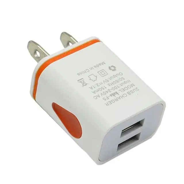 Phone Universal 2.1A 5V LED 2 USB Charger Fast Wall Charging Adapter US/EU Plug USB Charger For iPhone For Samsung For HTC US Plug orange