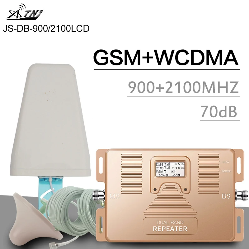 ATNJ 900 + 2100 МГц ретранслятор сигнала GSM WCDMA Band 1 UMTS 3G усилитель сотовой связи 70 дБ