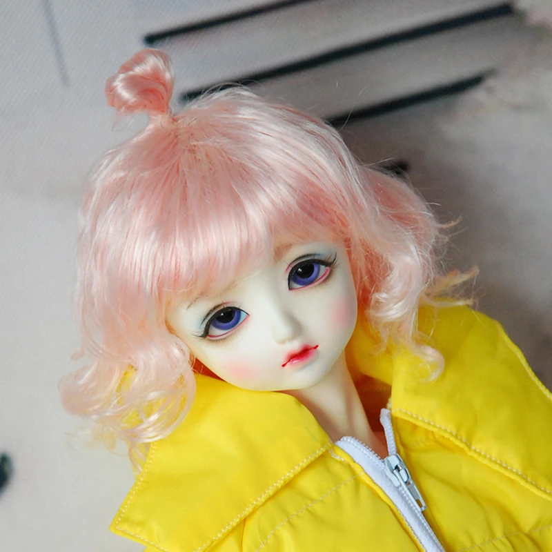 Bybrana BJD SD кукольный парик 1/3 1/4 1/6 1/8 гигантский ребенок и симпатичными помпонами; челки короткие кудрявые волосы имитация мохер молоко, белый, розовый, золотой, коричневый