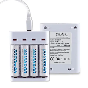 

Portable 4-slot USB DC Output Charger Smart Cable Fast Charging Dock Adapter Plug Suitable for NI-MH/NI-CD AA/AAA Battery
