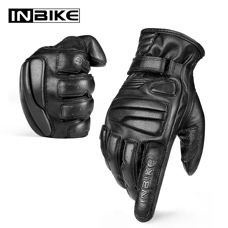 Inbike Soft Genuine Leather Motorcycle Gloves Men Spring Summer Goatskin Motocross Gloves