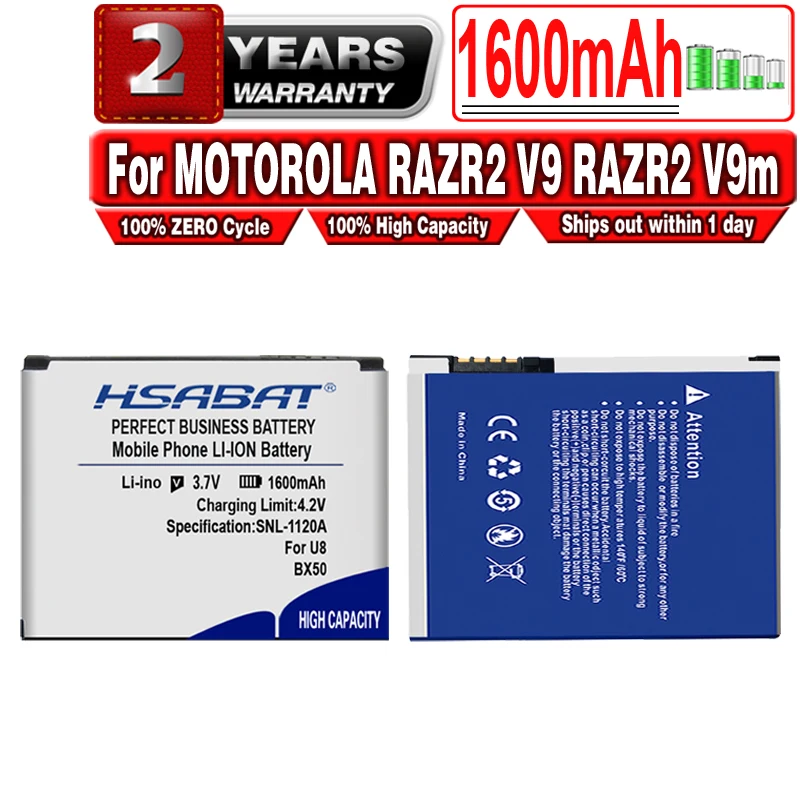Аккумулятор HSABAT BX50 1600 мАч для MOTOROLA RAZR2 V9 V9m Q9 Q9m Q9h мобильный телефон|mobile phone battery|battery