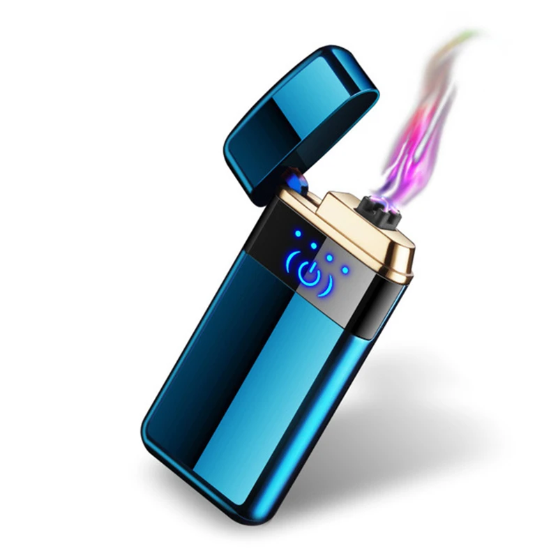 ICE Blue Плазменная usb-зажигалка с сенсорным переключателем, зажигалка для сигарет, Электронная зажигалка с защитой от ветра и взрыва - Цвет: ICE Blue