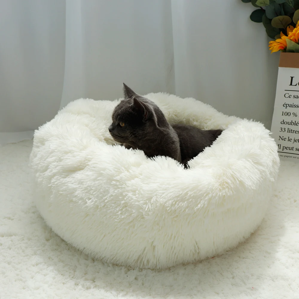 Soft Bed Long Plush Winter Cat Mat Beds Round Cushion