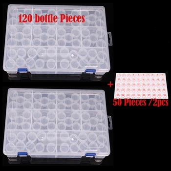 

120Pcs Bottles Transparent Diamond Painting Beads Storage Bottle Embroidery Beads Storage Container Box Size 26x16x6cmcm