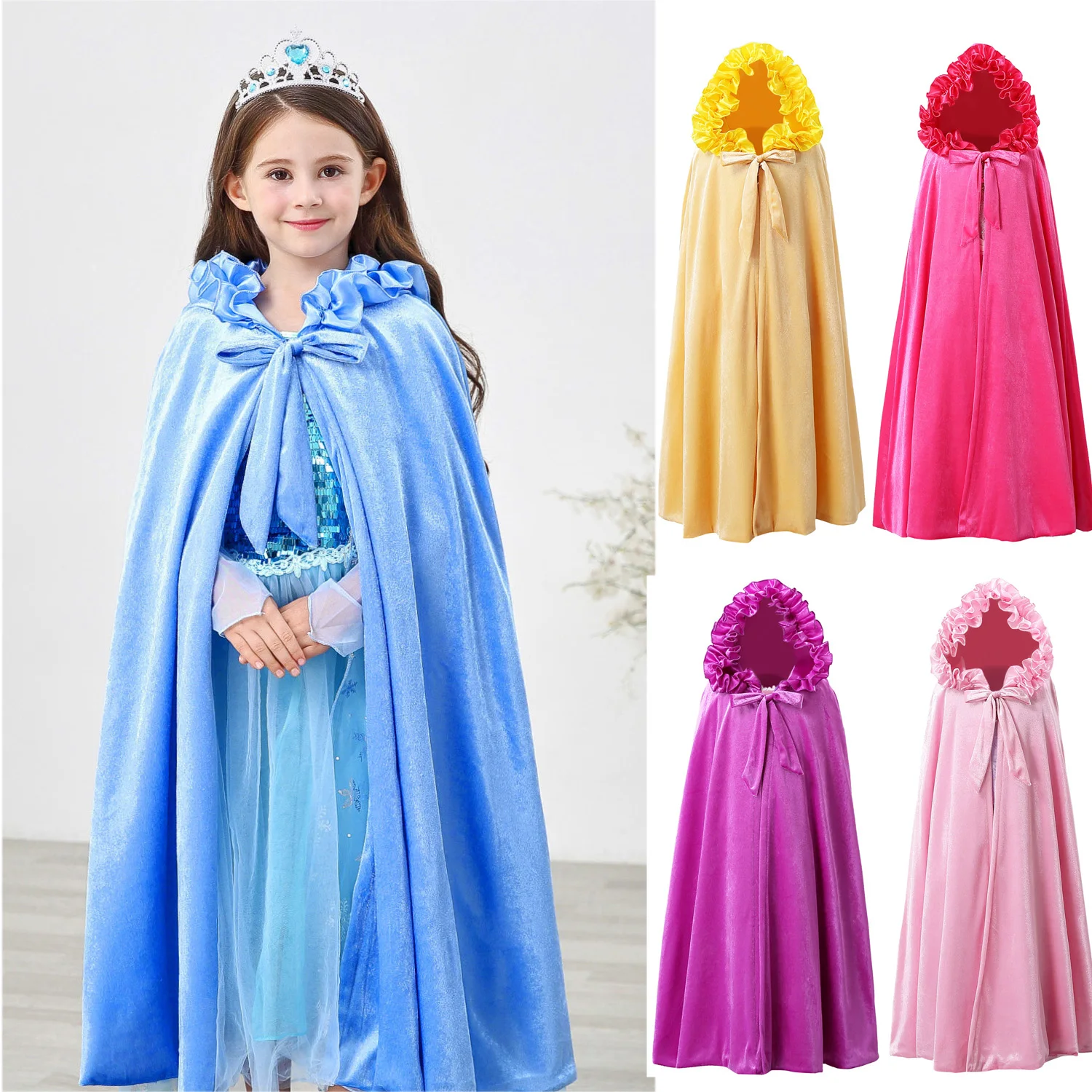 

2019 new Anna Elsa winter plus velvet warm girl coat dressed as princess shawl cape coat for children's Halloween shawl