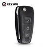 KEYYOU nuevo 3 botones para Ford Focus Fiesta 2013 funda Fob con HU101 Blade Flip plegable funda de llavero remoto ► Foto 1/6