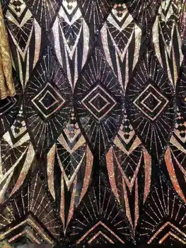 

New Arrival Sequins Lace Fabrics African Nigerian Tulle Mesh Lace Fabric for Wedding Velvet Lace Fabrics with Sequins