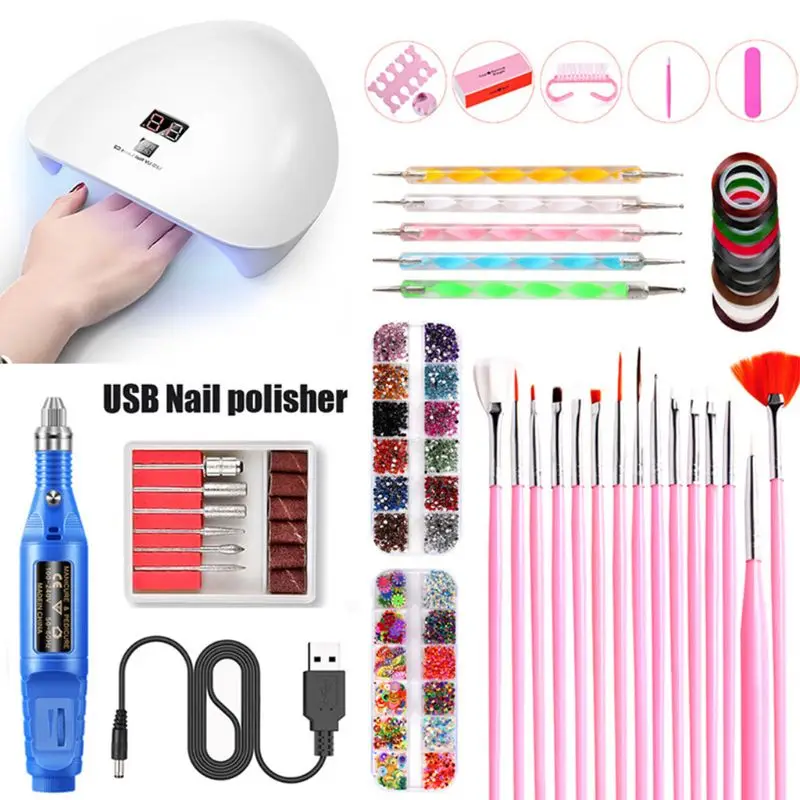 BL 45W USB Smart Induction Nail Dryer Lamp UV Phototherapy Light Nails Polisher Set NEW - Цвет: BL