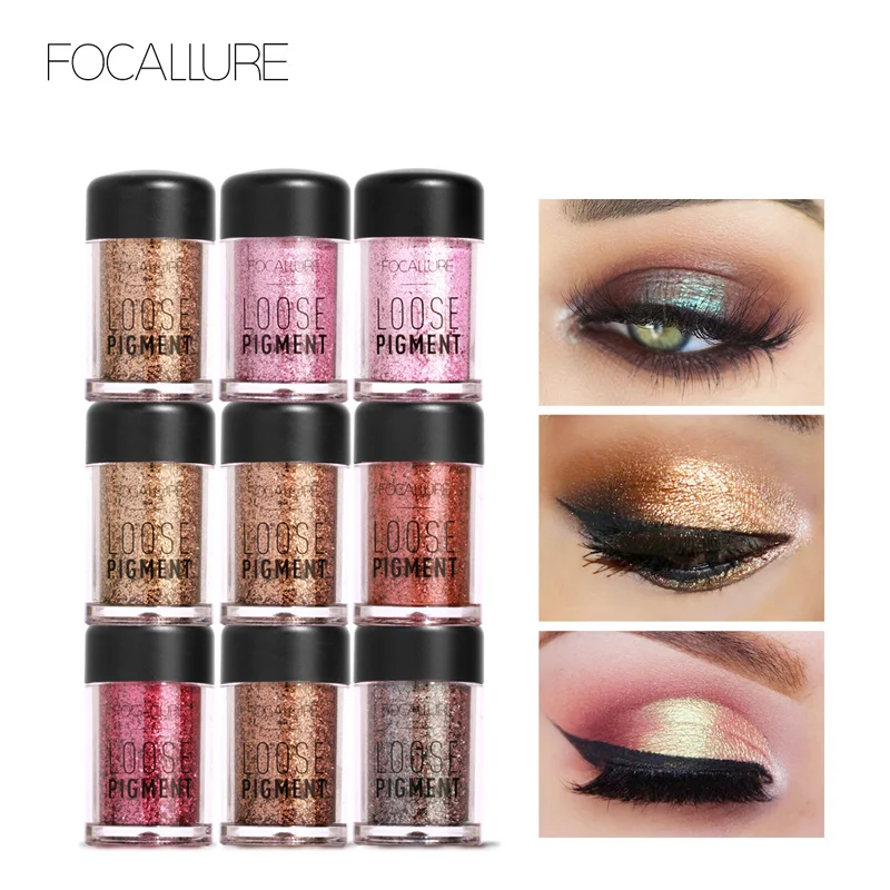 

FOCALLURE 18 Colors Glitter Eye Shadow Cosmetic Makeup Diamond Lips Loose Makeup Eyes Pigment Powder