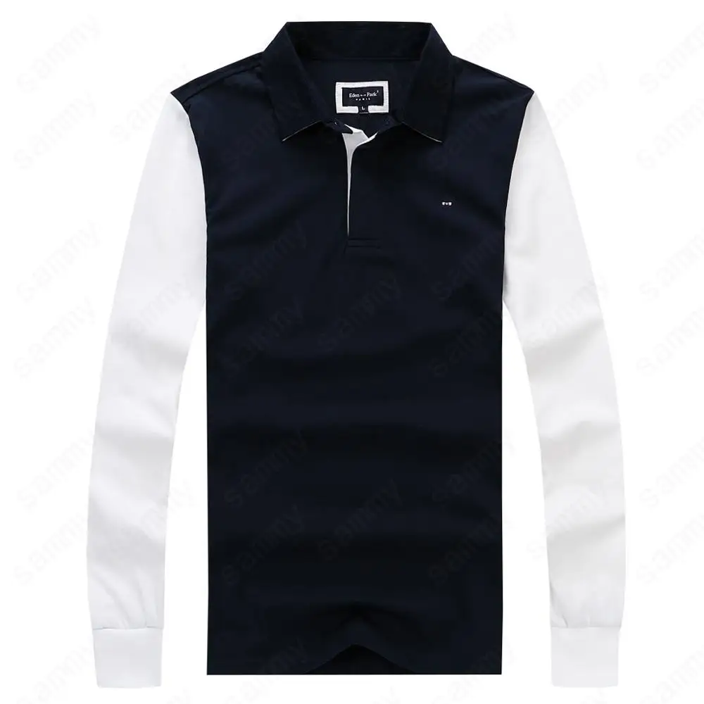 Новинка, длинное Мужское поло, Homme Polo, весна-осень, для мужчин, Eden Park, хлопок, красивая вышивка, простой Повседневный стиль, большие размеры от M до 3XL
