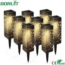 BORUiT – lampe solaire à LED, 1/2/4/8 pièces, luminaire décoratif d'extérieur à motif creux, lumière blanche chaude, idéal pour un jardin, une rue ou un sentier