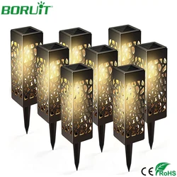 BORUiT – lampe solaire à LED, 1/2/4/8 pièces, luminaire décoratif d'extérieur à motif creux, lumière blanche chaude, idéal pour un jardin, une rue ou un sentier 