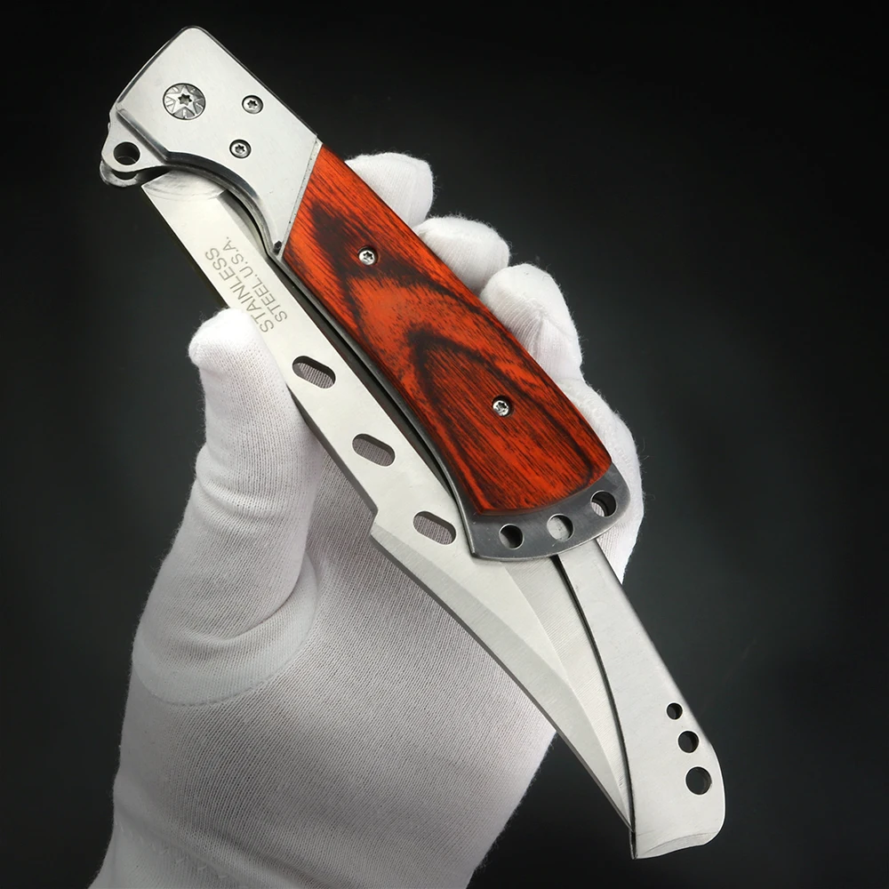 XUANFENGHuntingFoldingKnifeAmericanTacticalKnifeFoldingKnifeColoredWoodenHandle