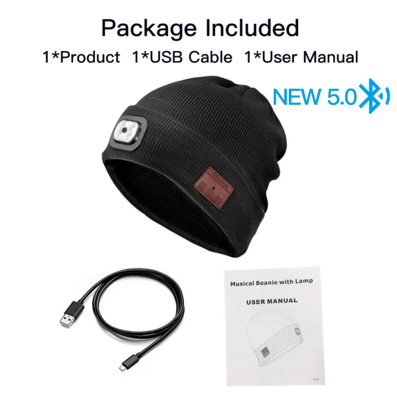 Bluetooth Earphone Music Hat Winter Wireless Headphone Cap Headset With Mic Sport Hat For Xiaomi Phone Portable Headset